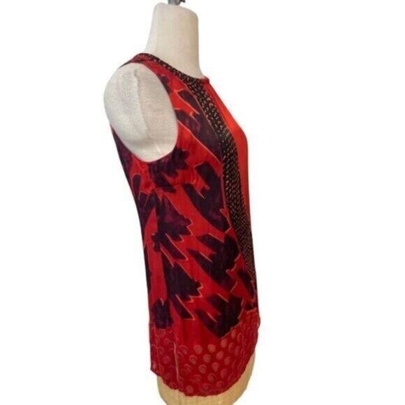 CAbi Tunic Top Silk Blend Red Hot #154 Medium - Picture 3 of 6